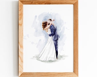 Custom Portrait From Photo, Personalized Wedding Gift, Watercolor Painting, Anniversary Gifts For Wife Husband, Couple Portrait, Family Gift
