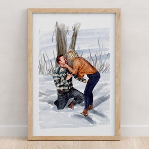Couple Proposal Portrait, Custom Portrait From Photo, Engagement Gift, Gift for Couples, Anniversary Gift for him, Watercolor Painting