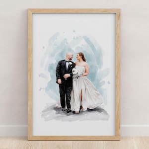 Custom Wedding Portrait - Painting from Photo, 1st Anniversary Gift, Gift for Her/Him, Couple Gift, Engagement Gift, Hand Drawn Illustration