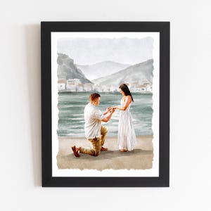 Couple Proposal Portrait, Custom Portrait From Photo, Engagement Gift, Gift for Couples, Anniversary Gift for him, Watercolor Painting