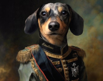 Royal pet portrait painting from photo to custom pet portrait painting, Custom Regal Pet Portrait, Animal painting, Wall Decor, Renaissance