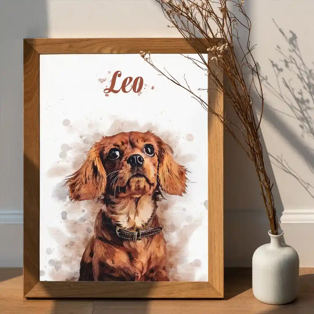 Custom Watercolour Pet Portrait Personalized Dog Illustration From ...