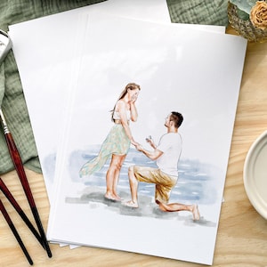 Custom Watercolor Painting From Photo, Engagement Gifts for Couple Unique, Personalised Engagement, Wedding Anniversary Gifts