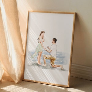 Custom Watercolor Painting From Photo, Engagement Gifts for Couple Unique, Personalised Engagement, Wedding Anniversary Gifts