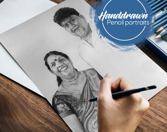 Mother's day gift pencil portrait from photo to portrait painting gift for mom, Custom pencil portrait from photo to portrait for mother