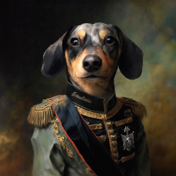 Royal pet portrait painting from photo to custom pet portrait painting, Custom Regal Pet Portrait, Animal painting, Wall Decor, Renaissance