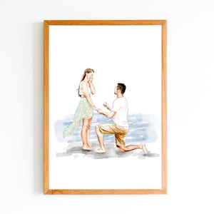 Couple Proposal Portrait, Custom Portrait From Photo, Engagement Gift, Gift for Couples, Anniversary Gift for him, Watercolor Painting