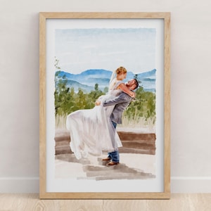 Custom Wedding Portrait - Painting from Photo, 1st Anniversary Gift, Gift for Her/Him, Couple Gift, Engagement Gift, Hand Drawn Illustration
