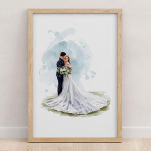 Custom Wedding Portrait - Painting from Photo, 1st Anniversary Gift, Gift for Her/Him, Couple Gift, Engagement Gift, Hand Drawn Illustration