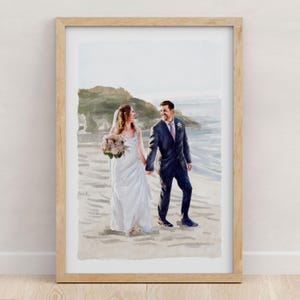 Custom Wedding Portrait - Painting from Photo, 1st Anniversary Gift, Gift for Her/Him, Couple Gift, Engagement Gift, Hand Drawn Illustration