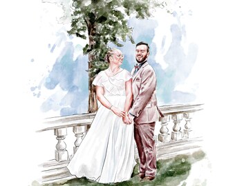 Custom Watercolor Painting from Photo, Hand drawn Watercolor Custom Portrait, Custom Family Gift, Gift for Mom/Dad, Personalised Gift