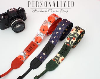 Personalized Camera Straps, Custom Engraved Camera Strap, Soft Nylon Camera Neck Strap with Adjustable Leather Fastenings, Travel Gifts