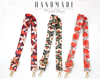 Floral Design Crossbody Bag Straps for Women, Replacement Flower Purse Strap, GIrly Shoulder Strap with Gold Hardware, Unique Gift for Her