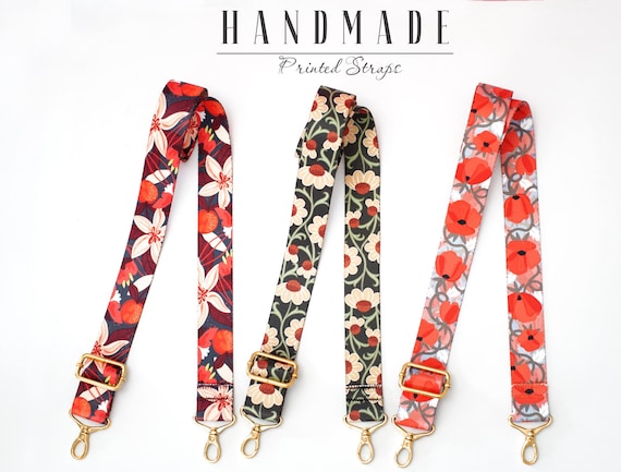 Floral Design Crossbody Bag Straps for Women, Replacement Flower Purse Strap, GIrly Shoulder Strap with Gold Hardware, Unique Gift for Her