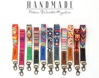 Custom Engraved Name Wrist Keychain, Vibrant Nylon Key Fob, Handmade Wrist Strap for Keys, Unique Gift for Friends, Key Holder for Women