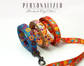 Personalized Dog Leashes in Sweet Summer Patterns, Soft Pet Leash for Small Medium Large Dogs, Unique Designer Dog Lead with Handle