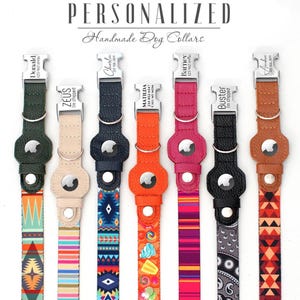 AirTag Hundehalsband personalisiert, Benutzerdefinierte Muster Hundehalsbänder mit AirTag Halter, einstellbare Sicherheitshundehalsbänder für kleine mittelgroße große Hunde