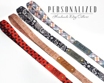Hundeleine mit individuell graviertem Namensschild, robuste Nylon-Hundeleine mit Griff, Hundeleine mit Paisley-Muster für kleine und große Hunde, Welpenleine