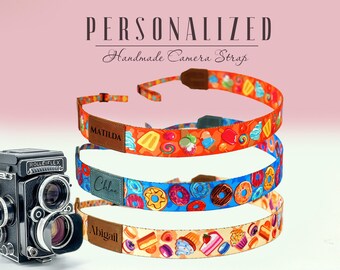 Unique Camera Strap Design with Genuine Leather Parts, Personalized Photography Accessories, Padded Film Camera Strap, Travel Gift for Her