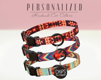 Breakaway Cat Collar with Engraved ID Tag, Personalized Cat Collars for Small Medium Large Cats, Girl Cat Collar, Boy Cat Collar, Kitten
