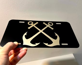 Boatswain Mate (BM) Crossed Anchors License Plate