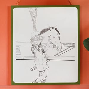 Wildes Pferd Natur Einzigartige Illustration Zen Minimalistisch FineLine Style Handgemacht Liebe Freier Geist Gelassenheit Harmonie Dekoration Magie Kreative Kunst