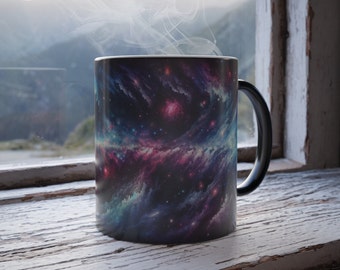 Galaxy Nebula Space Farbwechsel Tasse - Wärme-Reaktive Kaffeetasse mit lebhaftem kosmischem Design, kosmische magische Tasse - Geschenk für Weltall-Liebhaber