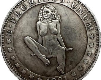 One Dollar 1881 coin Mature sexy girl E Pluribus Unum woman mature gift sitting act