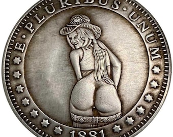 E Pluribus Unum - Medal with Girl One Dollar 1881 coin mature
