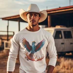 Phoenix Griffin Men&#39;s Long Sleeve Tee: Mythical Fire Shirt