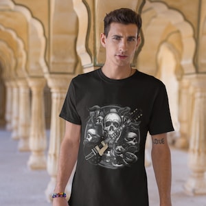 Skull Guitar T-Shirt: Heavy Metal Rocker Tee