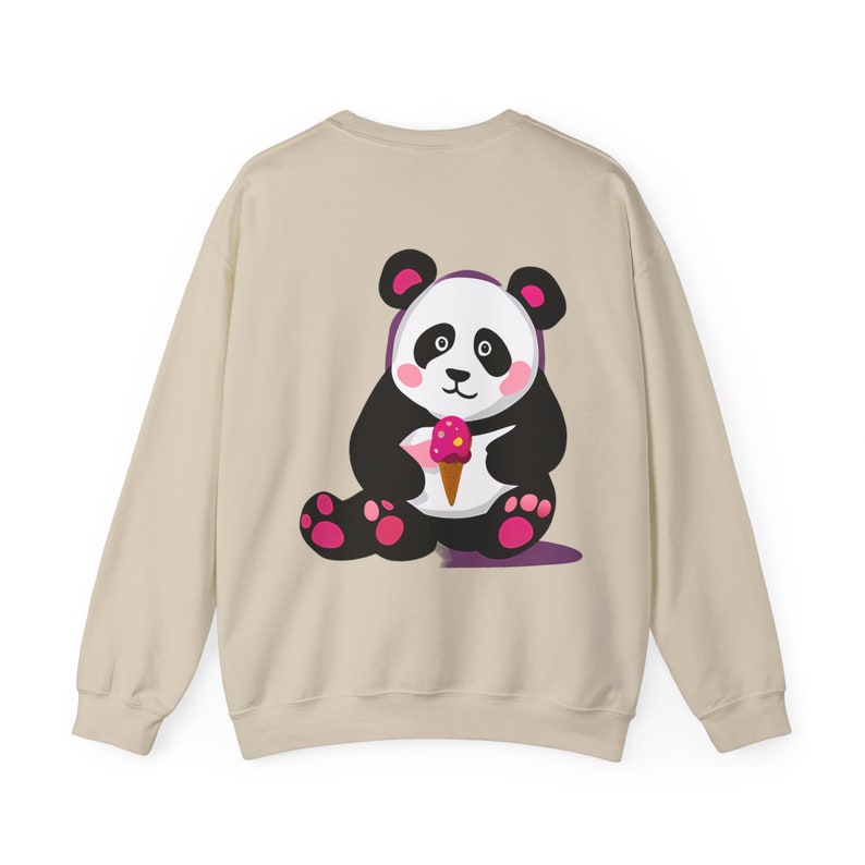 Cute Women sand color Sweatshirt featuring an adorable panda design. Perfect for panda lovers, animal enthusiasts, and cozy fashion. Ideal for casual outings, lounging at home, and expressing panda appreciation.