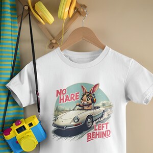 Camiseta de conejito kawaii para niños, divertida camiseta de conejito de dibujos animados, No Hare Left Behind, linda camiseta de animales para niños, regalos para niños, divertida camiseta gráfica