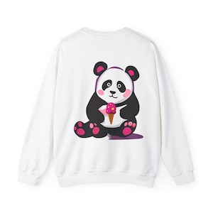 Cute Women white color Sweatshirt featuring an adorable panda design. Perfect for panda lovers, animal enthusiasts, and cozy fashion. Ideal for casual outings, lounging at home, and expressing panda appreciation.