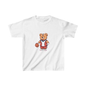 Kids Teddy Bear Playing Basketball Tee