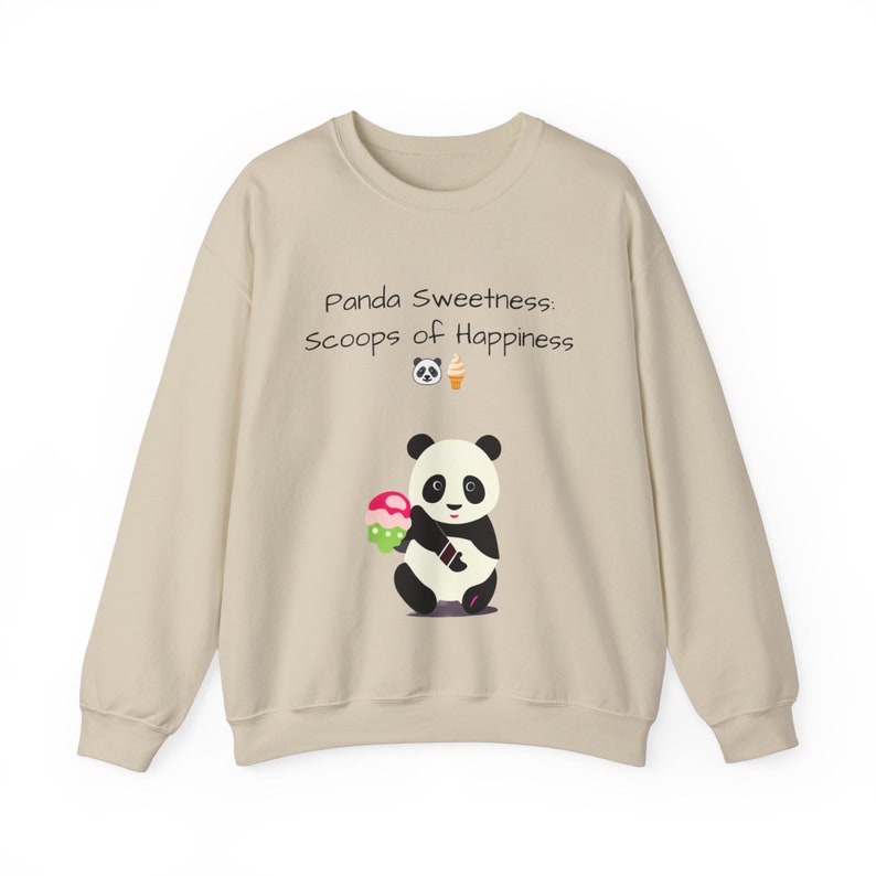 Cute Women sand color Sweatshirt featuring an adorable panda design. Perfect for panda lovers, animal enthusiasts, and cozy fashion. Ideal for casual outings, lounging at home, and expressing panda appreciation.