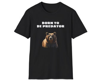 Bold Grizzly Bear Tee, Outdoor Adventure T-Shirt, Rugged Men's Shirt