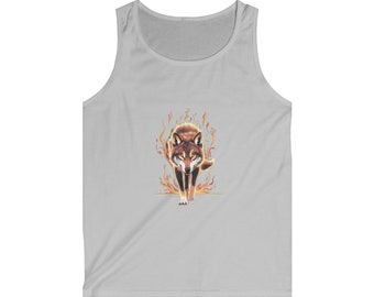 Wolf Softstyle Tank, Minimalist Flame Art, Men's Wild Style Shirt