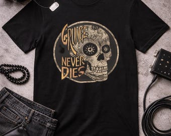 Grunge Skull Tee: Distressed Unisex Shirt, Edgy Fashion