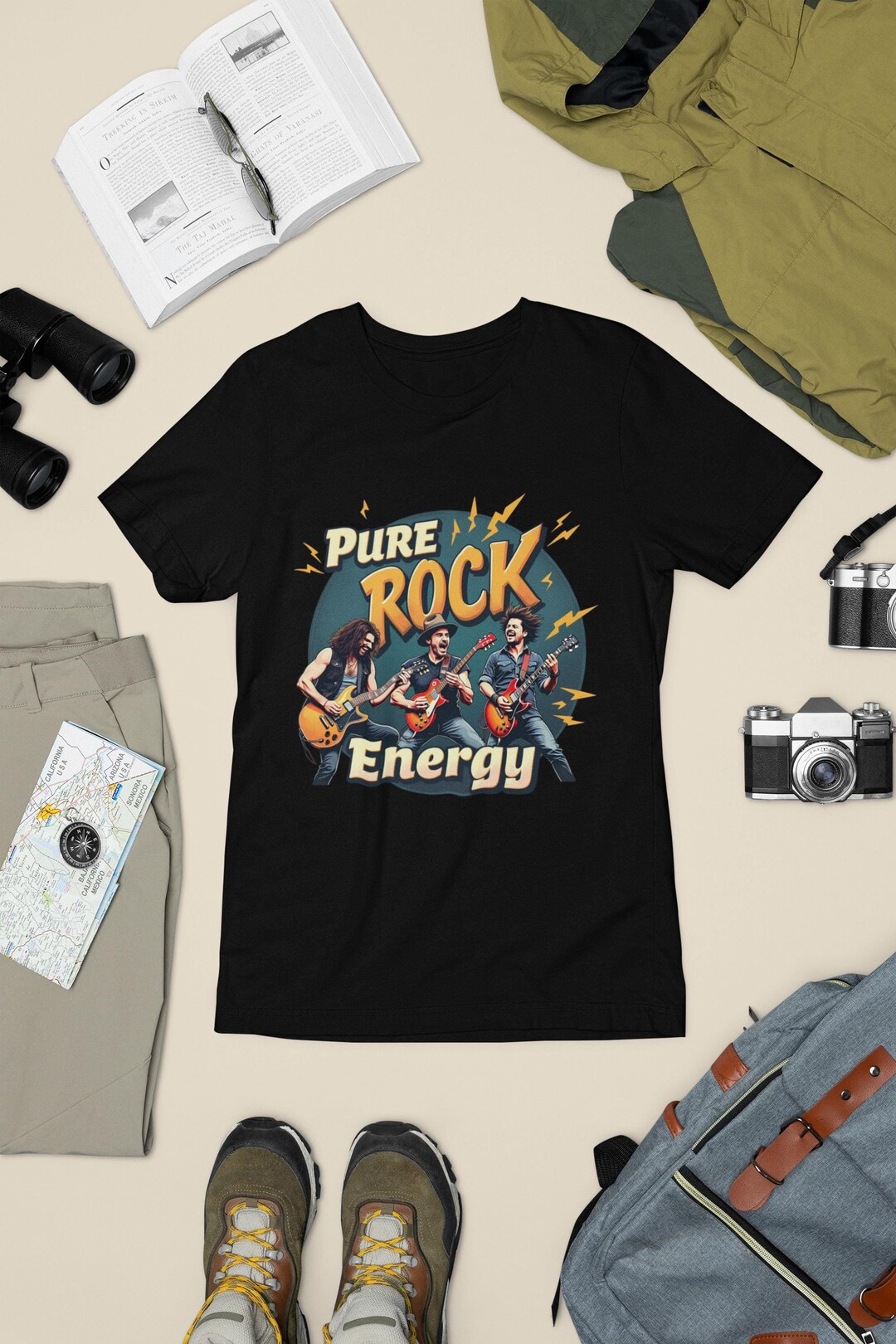 Hard Rock Band Tee, Pure Rock Energy Shirt, Lightning Bolt Music ...