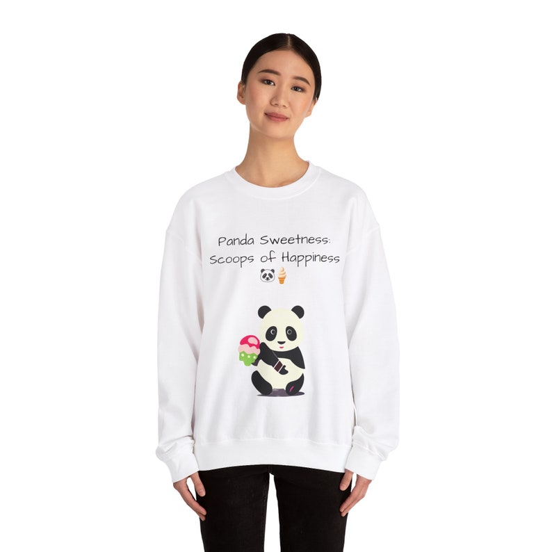 Cute Women white color Sweatshirt featuring an adorable panda design. Perfect for panda lovers, animal enthusiasts, and cozy fashion. Ideal for casual outings, lounging at home, and expressing panda appreciation.