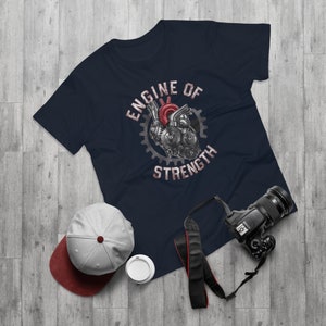 Men&#39;s Anatomical Heart Steel Gears Tee, Engine of Strength T-Shirt, Industrial Design, Modern Single Jersey, Gifts for Him, Casual Wear