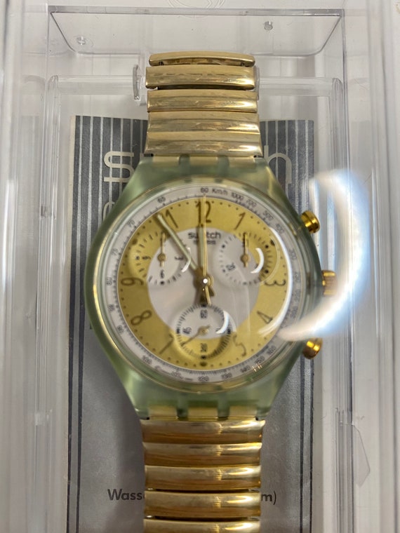 Vintage Swatch Irony Chrono Golden Wristwatch New… - image 2
