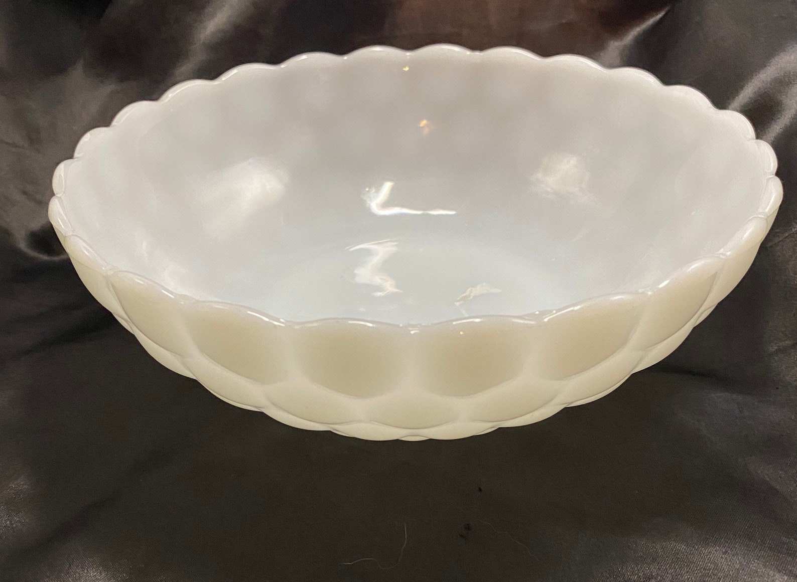 Vintage Fenton White Bubble Milk Glass Bowl | Etsy