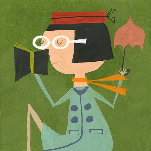 Harriet always had her nose in a book.  Limited edition print by Matte Stephens.