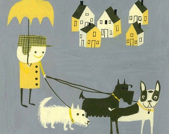 Walking with friends. Limited edition print by Matte Stephens.