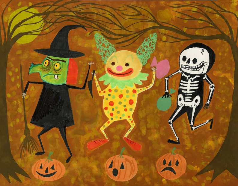 Trick or Treat Bandits flee the scene. Limited edition print by Matte Stephens. image 1