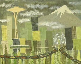 Seattle. Limited edition print by Matte Stephens.