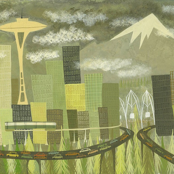 Seattle. Limited edition print by Matte Stephens.