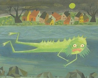 The Fishman of New England. Limited edition print by Matte Stephens.